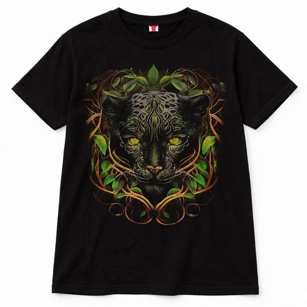 Rare Y2K Jaguar Panther Tiger Graphic Tee Grunge Maximalist Streatwear‎ Cotton
